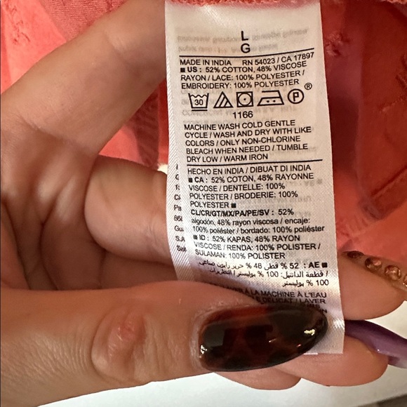 OLD NAVY | Sugar Poppy Color Embroidered Lace Trimmed Cotton Blend Blouse - Picture 8 of 16